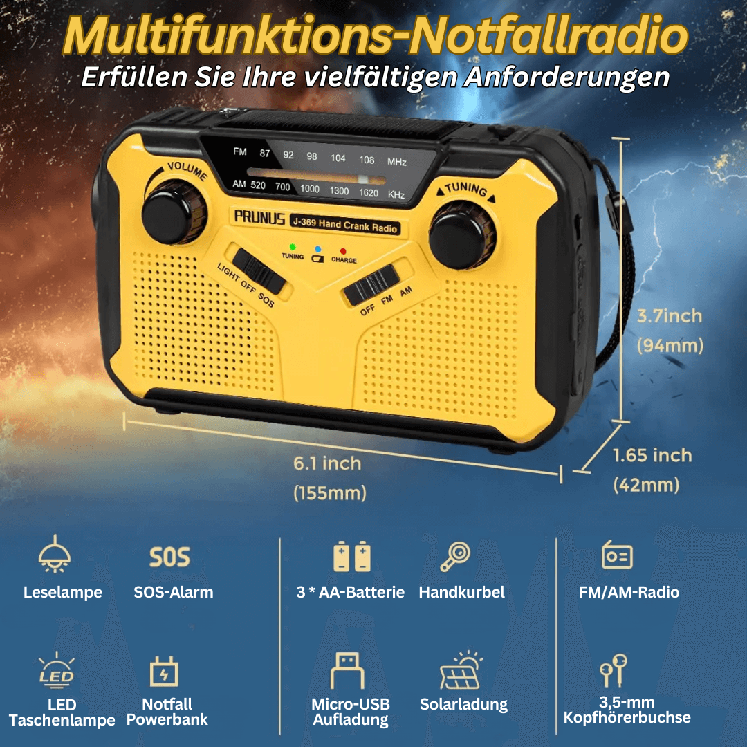 Emergency Radio Solar Crank – Multifunctional Survival Tool with Flashlight & USB
