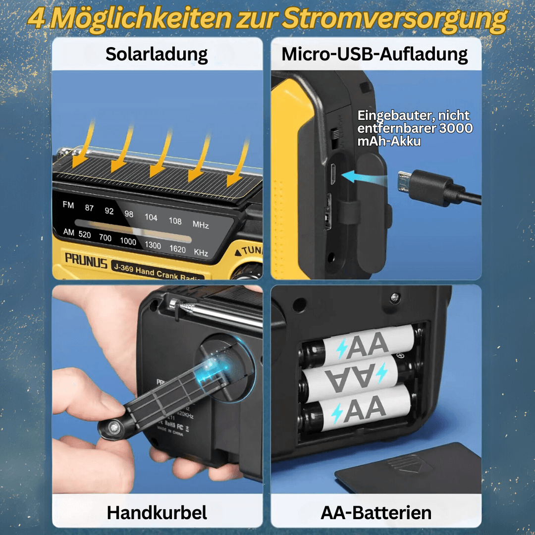Emergency Radio Solar Crank – Multifunctional Survival Tool with Flashlight & USB