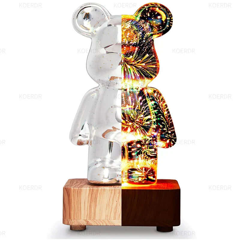 3D Projection Lamp – Colorful Firework Bear Night Light