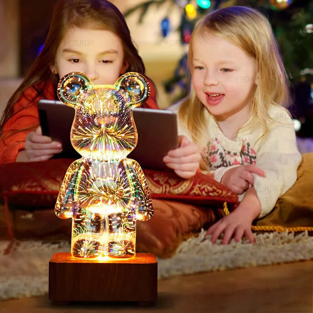 3D Projection Lamp – Colorful Firework Bear Night Light
