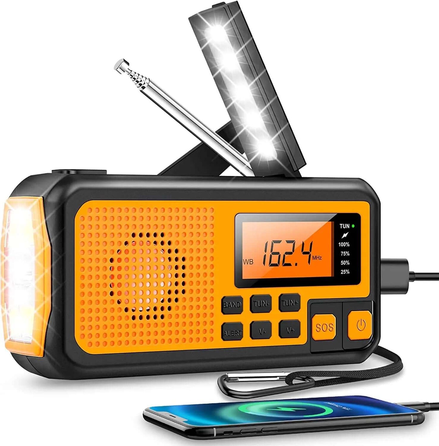 Emergency Radio Solar Crank – Multifunctional Survival Tool with Flashlight & USB