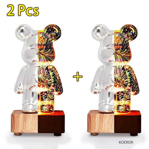 3D Projection Lamp – Colorful Firework Bear Night Light