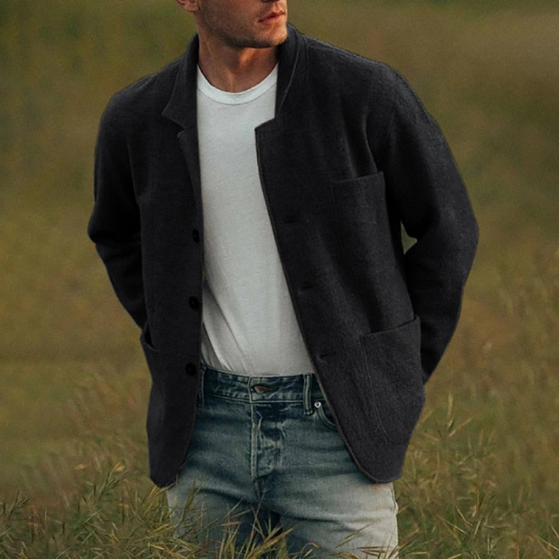 Men's Wool Cardigan – Stylish Button Closure Knit Sweater