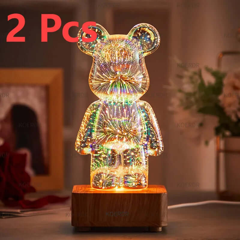 3D Projection Lamp – Colorful Firework Bear Night Light