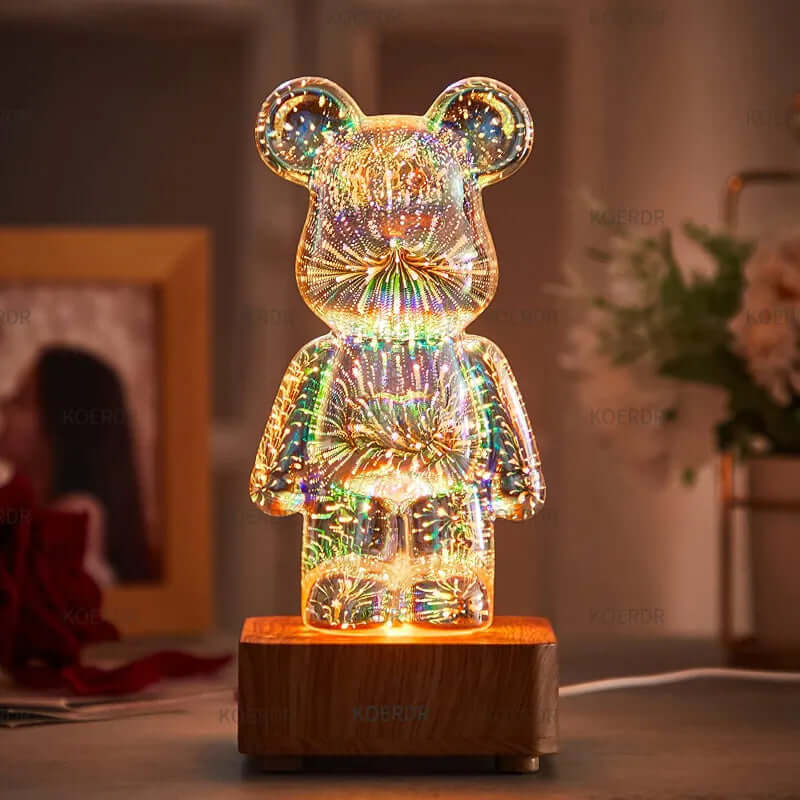 3D Projection Lamp – Colorful Firework Bear Night Light
