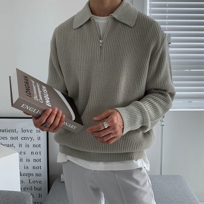 Men's Half Zip Sweater – Stylish Lightweight Knit Pullover for Casual Wear