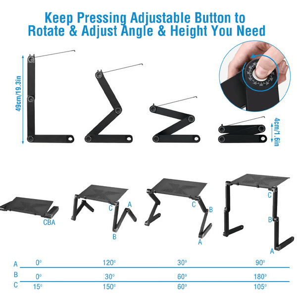 Adjustable Laptop Stand – 360° Rotating Legs for Ergonomic Use
