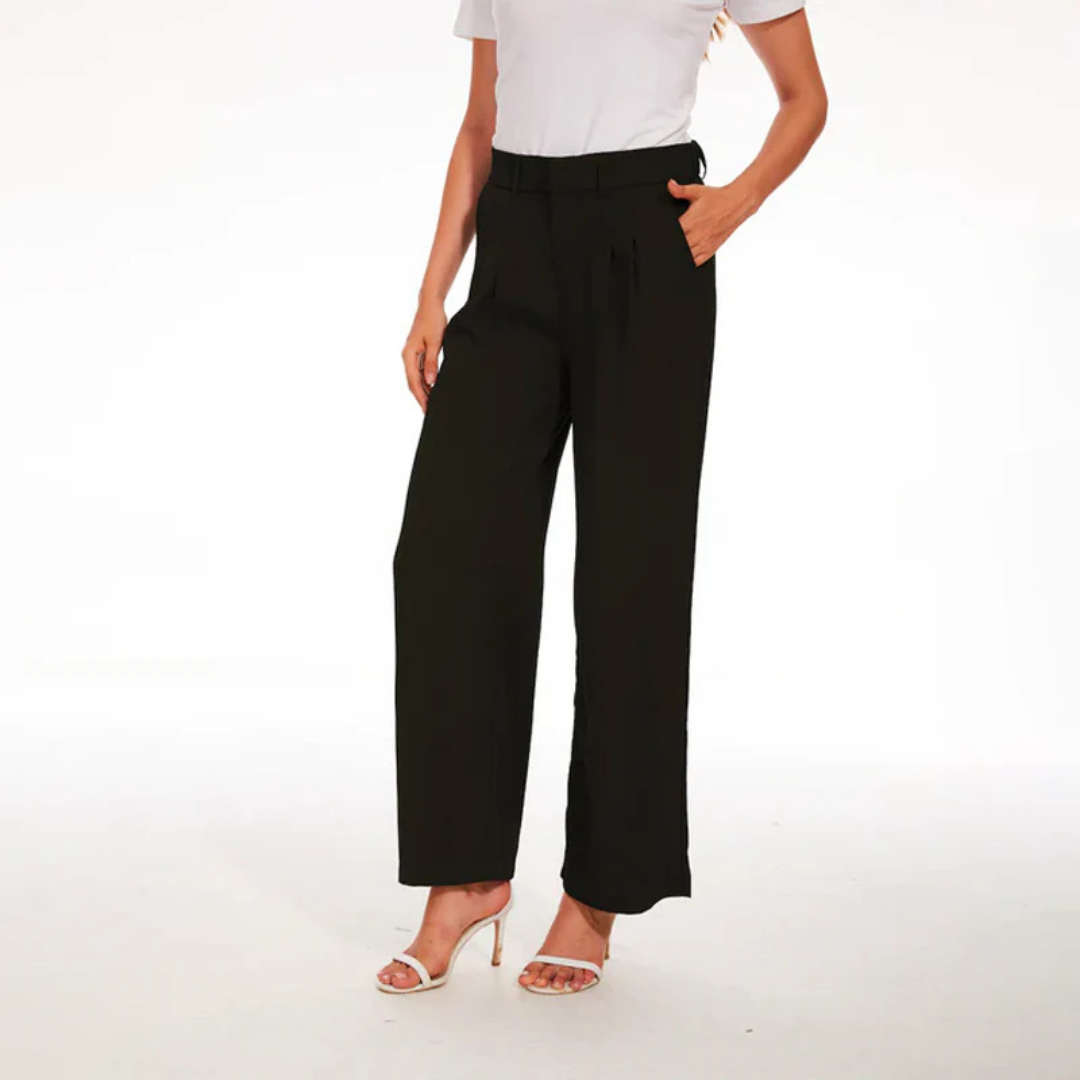 Pantalón Casual Dama – Pantalón de Cintura Alta y Pierna Ancha