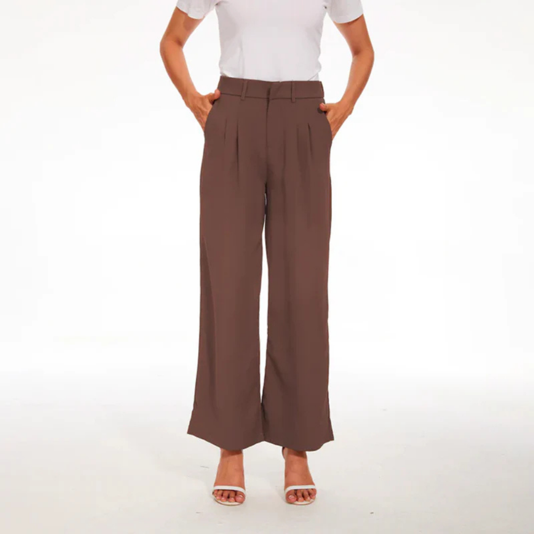 Pantalón Casual Dama – Pantalón de Cintura Alta y Pierna Ancha