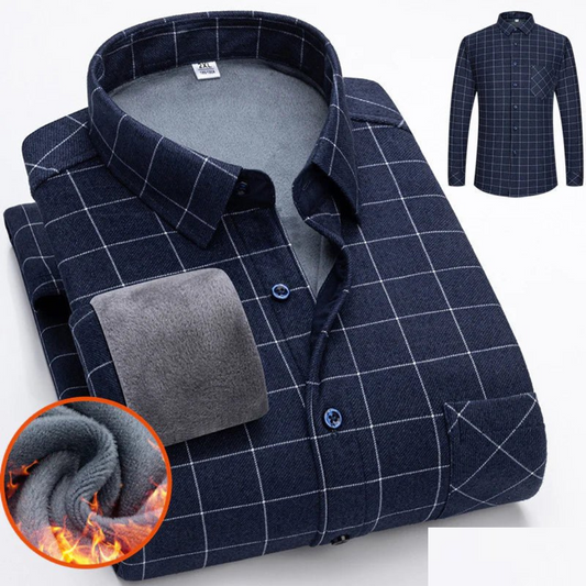 Camisa de cuadros hombre – Camisa cálida con botones estilosa