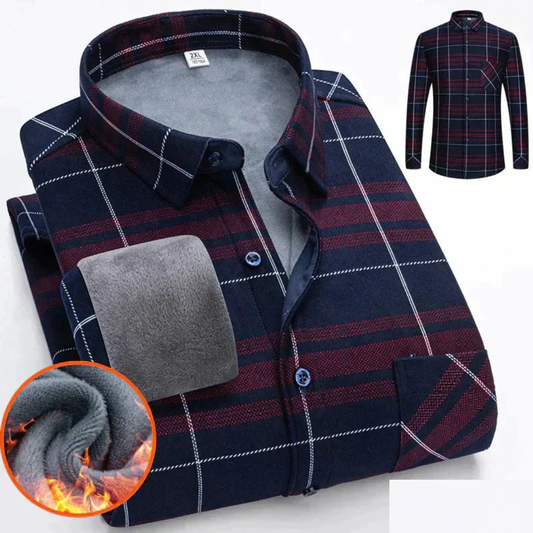 Camisa de cuadros hombre – Camisa cálida con botones estilosa