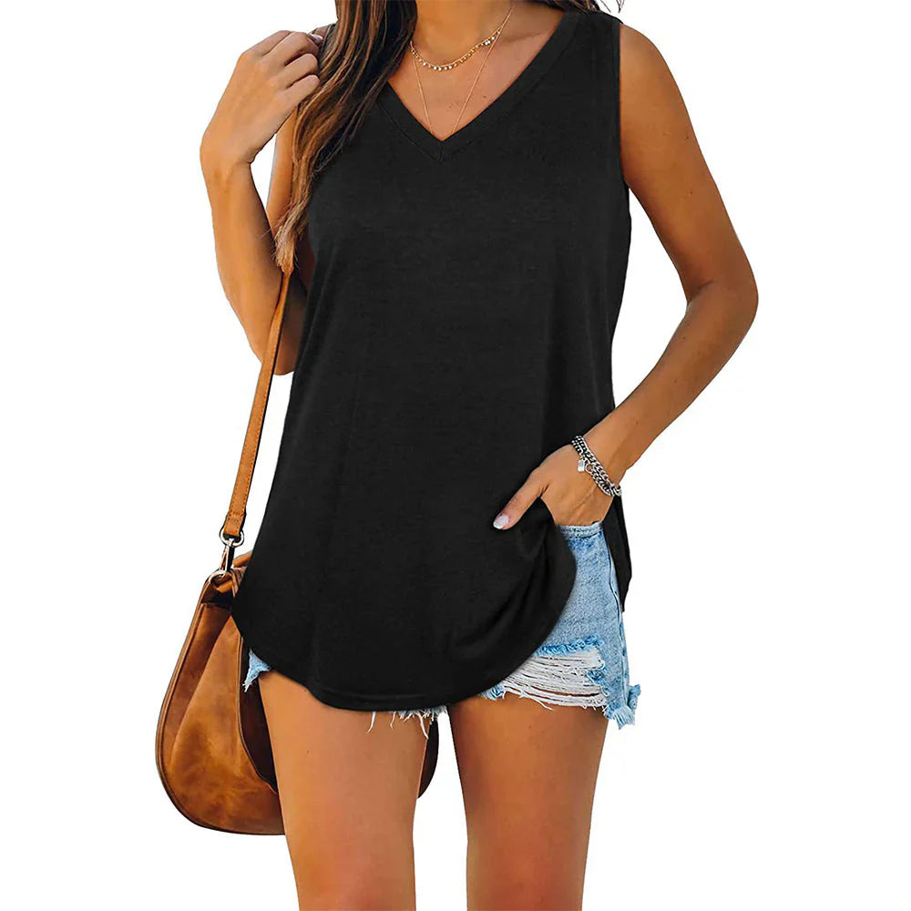 Top Jersey Tank V Escote – Camiseta sin mangas elegante y cómoda