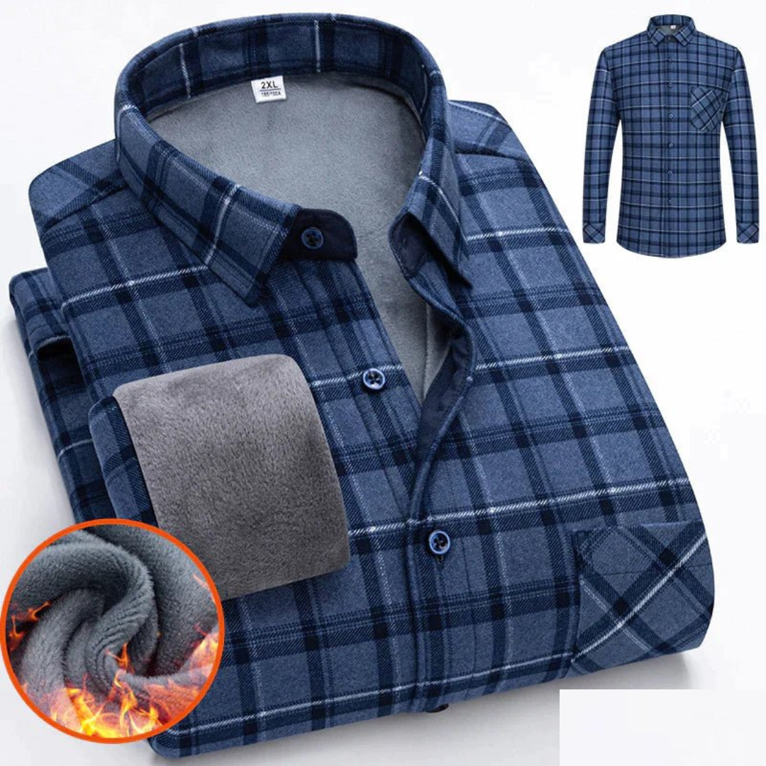 Camisa de cuadros hombre – Camisa cálida con botones estilosa