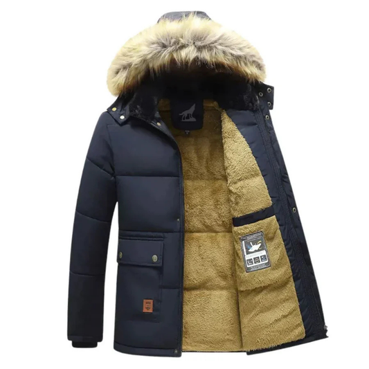 Parka de Invierno Hombre – Abrigo Cálido con Capucha y Cremallera