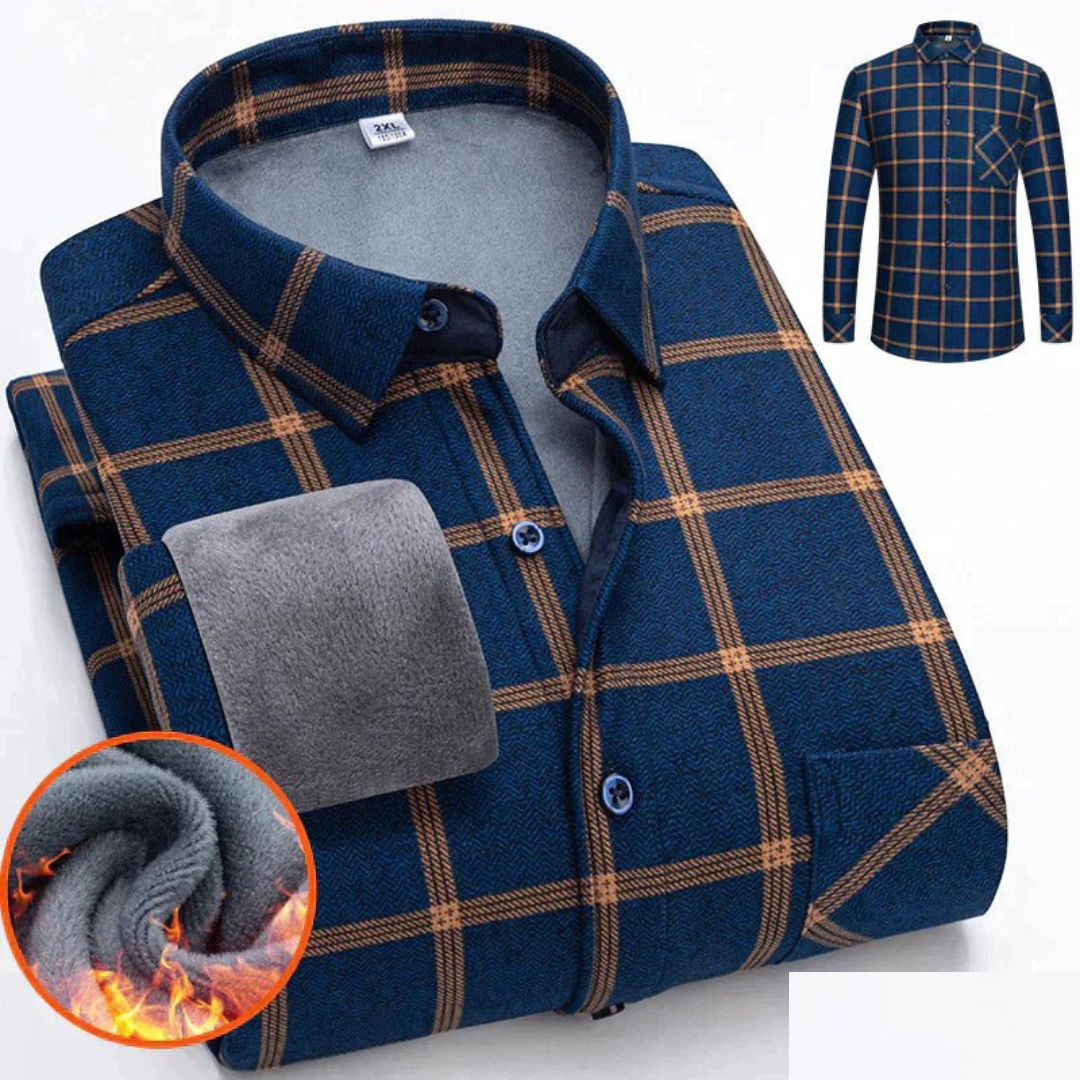 Camisa de cuadros hombre – Camisa cálida con botones estilosa