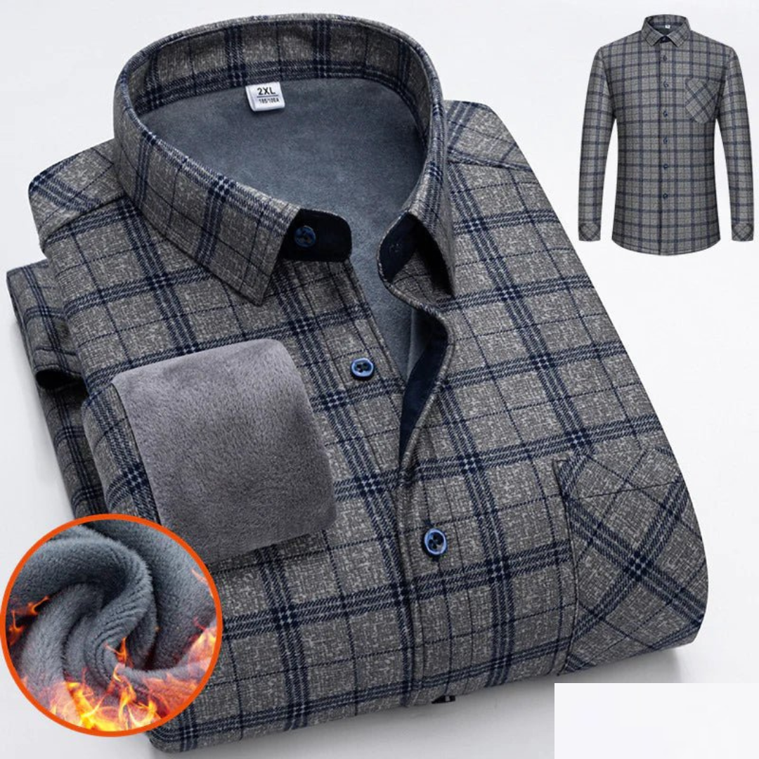 Camisa de cuadros hombre – Camisa cálida con botones estilosa