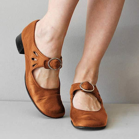 Zapatos ortopédicos vintage – Calzado cómodo con punta redonda y diseño retro