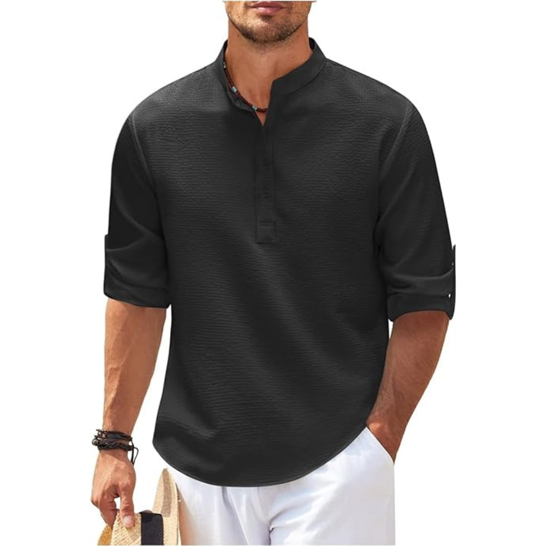 Camisa de verano hombre – Camisa alta media botón ligera y fresca