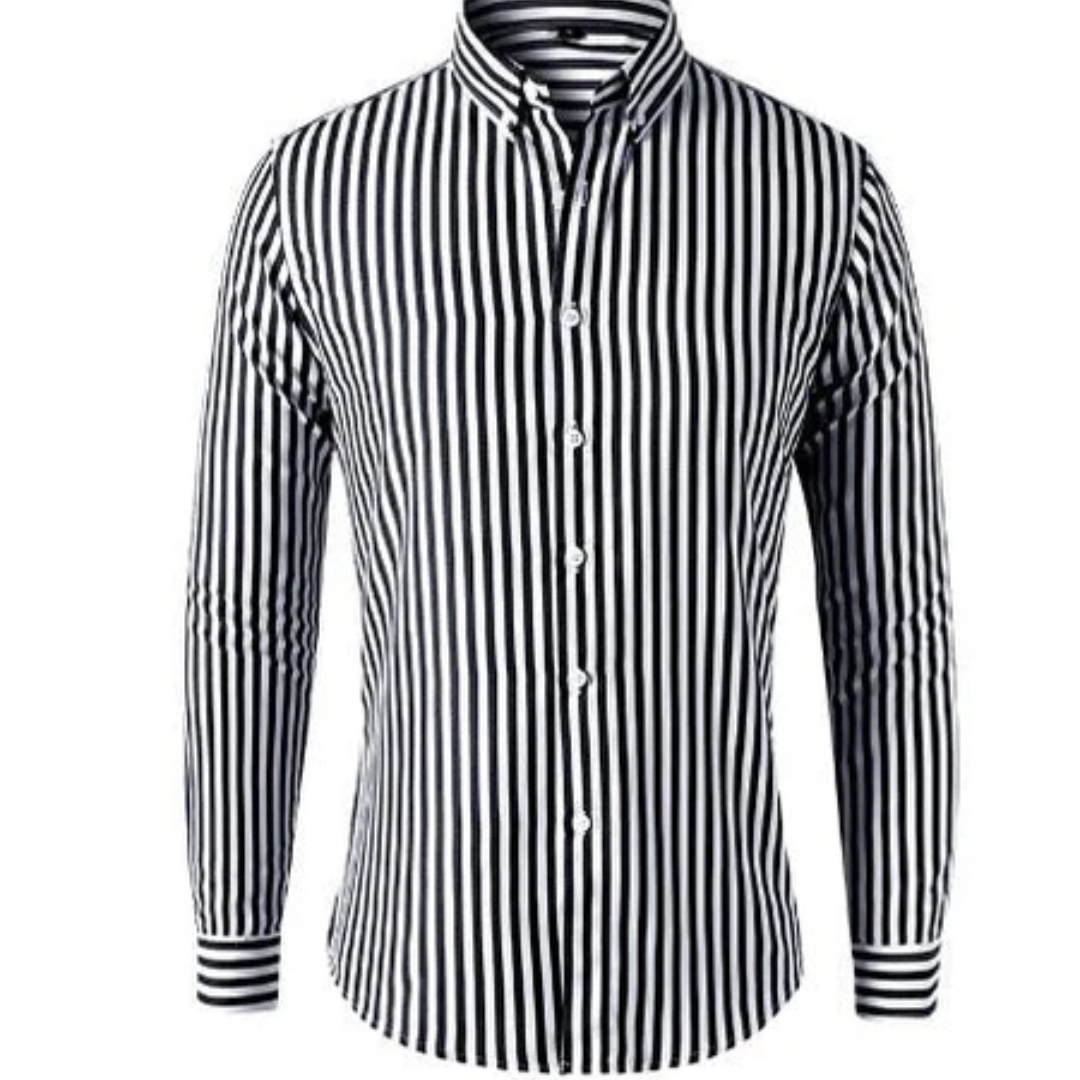 Camisa de manga larga hombre – Camisa a rayas con cuello button down estilosa