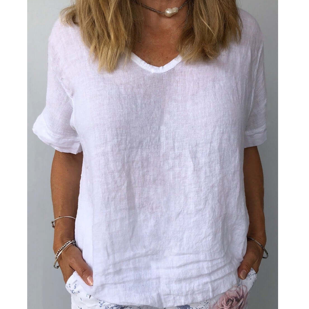 Blusa holgada mujer – Blusa casual con escote en V elegante