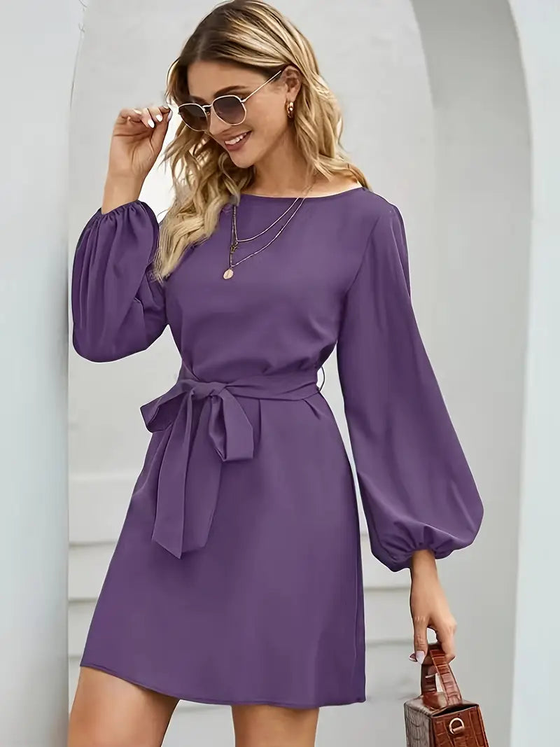 Vestido túnica mujer – Vestido elegante de un solo color, cómodo y versátil