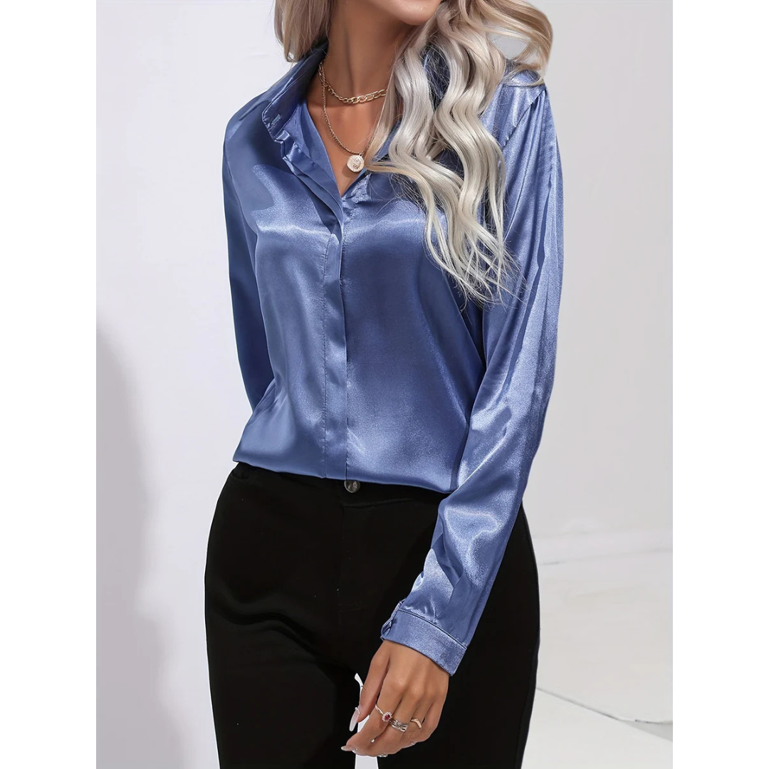 Camisa de botones mujer – Blusa elegante de manga larga y diseño chic