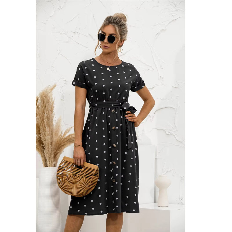 Vestido de verano midi dama – Estampado de lunares elegante y ligero