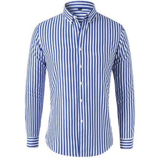 Camisa de manga larga hombre – Camisa a rayas con cuello button down estilosa