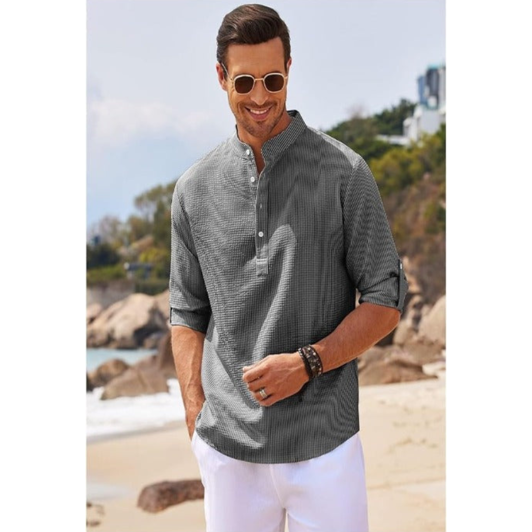 Camisa de verano hombre – Camisa alta media botón ligera y fresca