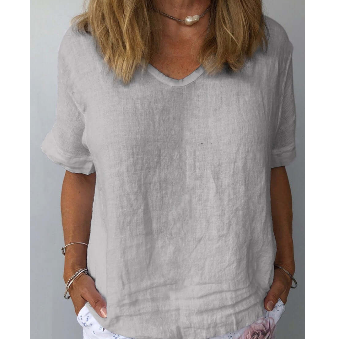 Blusa holgada mujer – Blusa casual con escote en V elegante