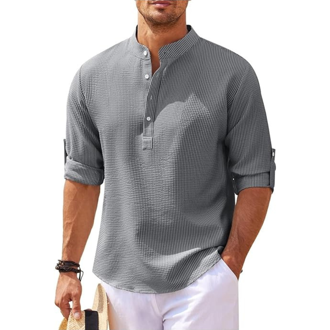 Camisa de verano hombre – Camisa alta media botón ligera y fresca