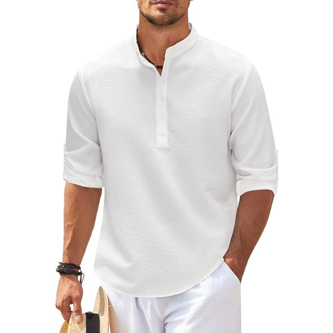 Camisa de verano hombre – Camisa alta media botón ligera y fresca