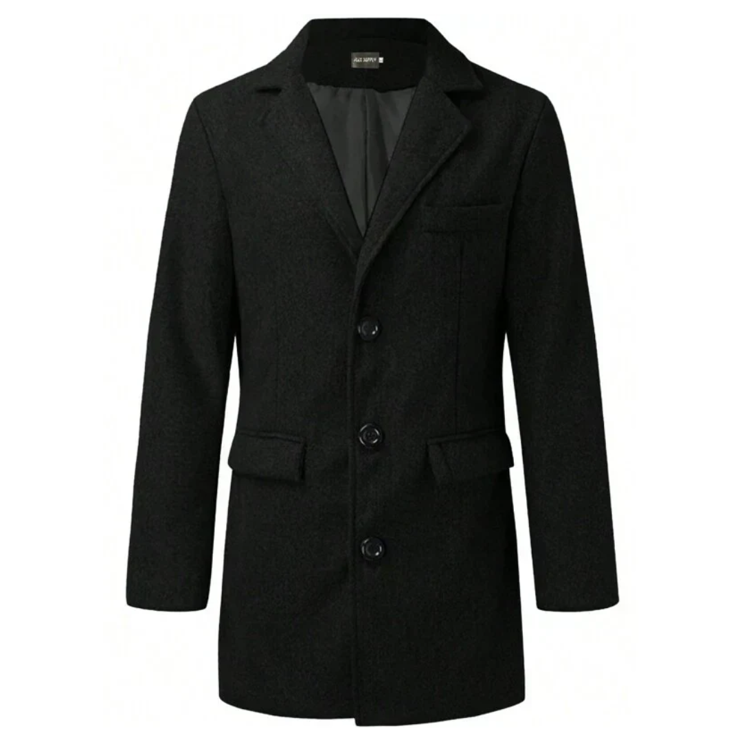 Abrigo Trench Hombre Invierno Cálido Largo Clásico