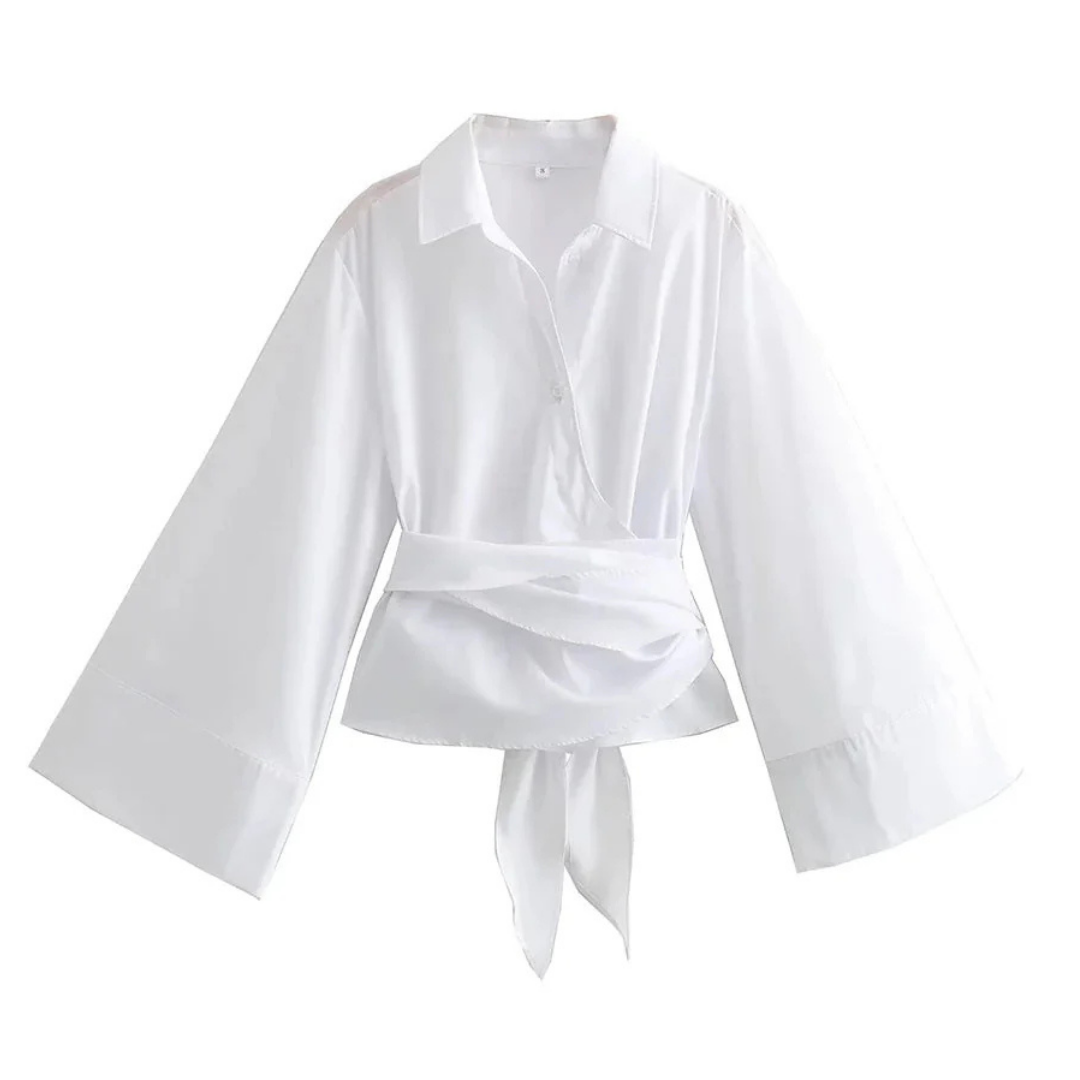 Camisa de Kimono Mujer – Elegante y Envolvente con Manga Larga