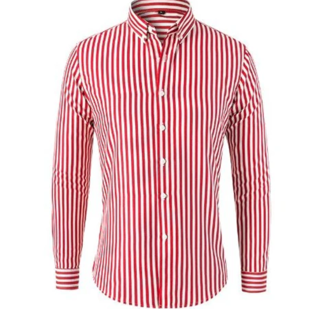 Camisa de manga larga hombre – Camisa a rayas con cuello button down estilosa