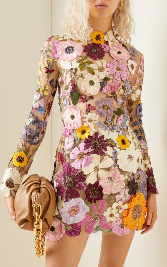 Vestido de flores tridimensional – Vestido elegante y floral para ocasiones especiales