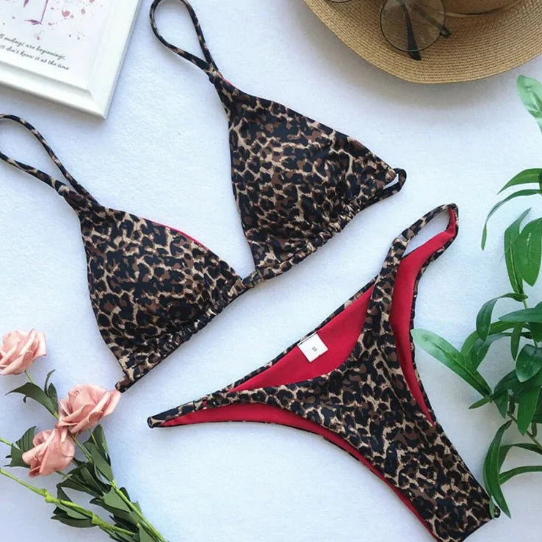 Bikini Leopardo Cortado Alto Dama – Traje de Baño Estiloso y Chic