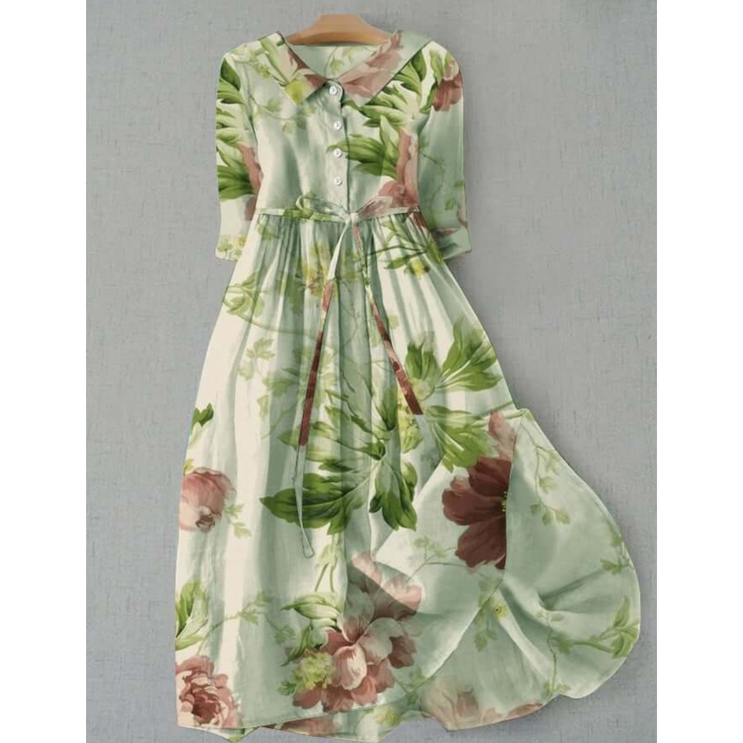 Vestido Maxi Floral Elegante – Vestido Vintage para Damas