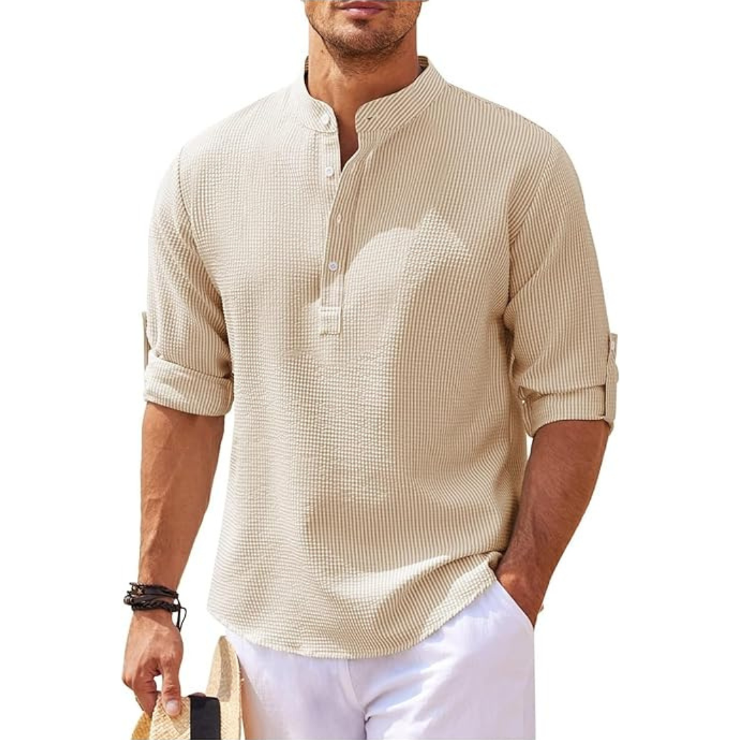 Camisa de verano hombre – Camisa alta media botón ligera y fresca