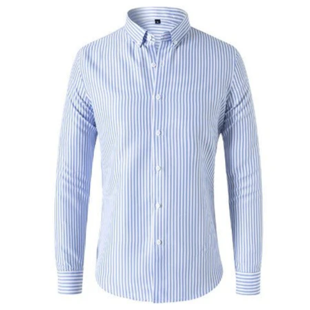 Camisa de manga larga hombre – Camisa a rayas con cuello button down estilosa