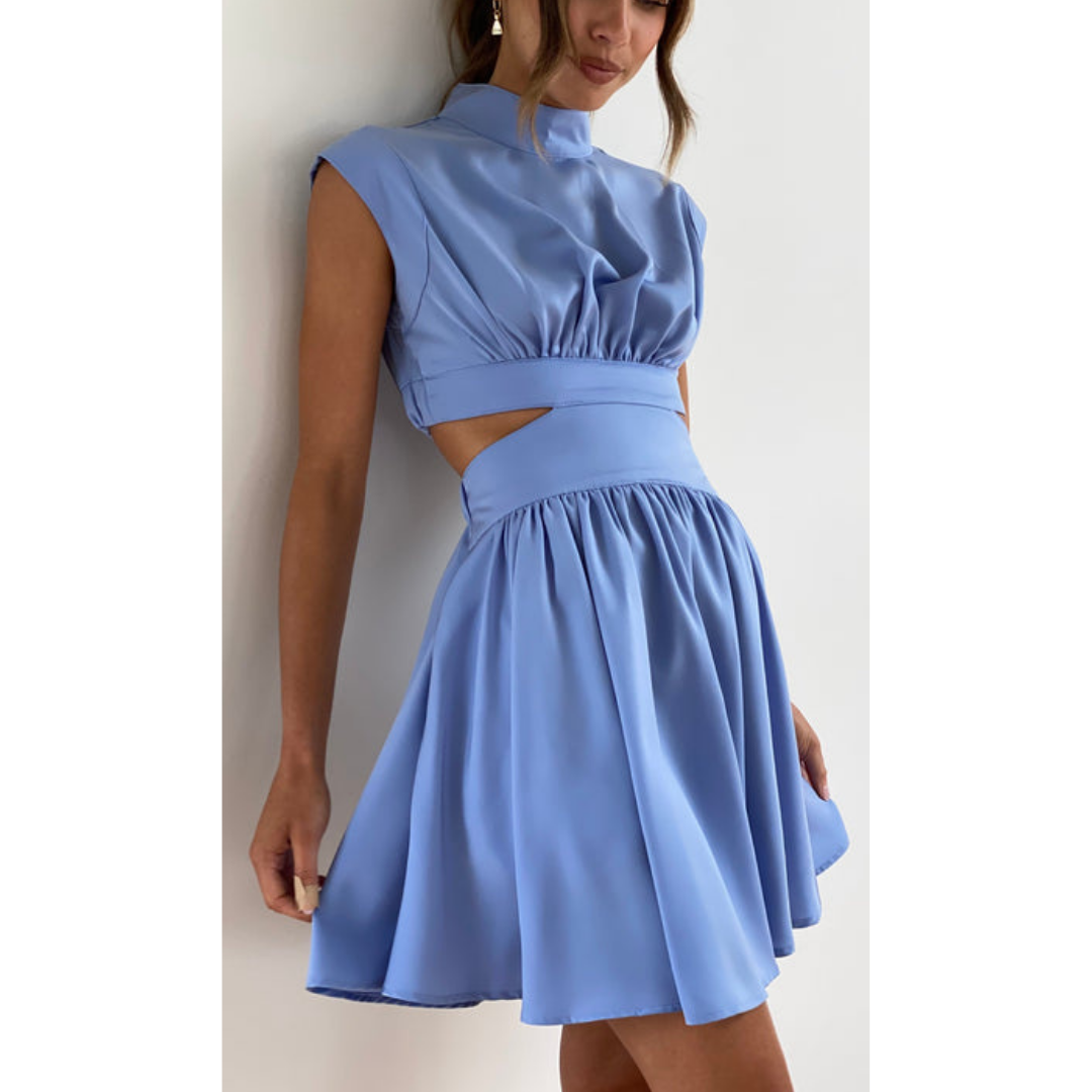 Vestido elegante dama – Cutout y cuello alto mini para ocasiones especiales