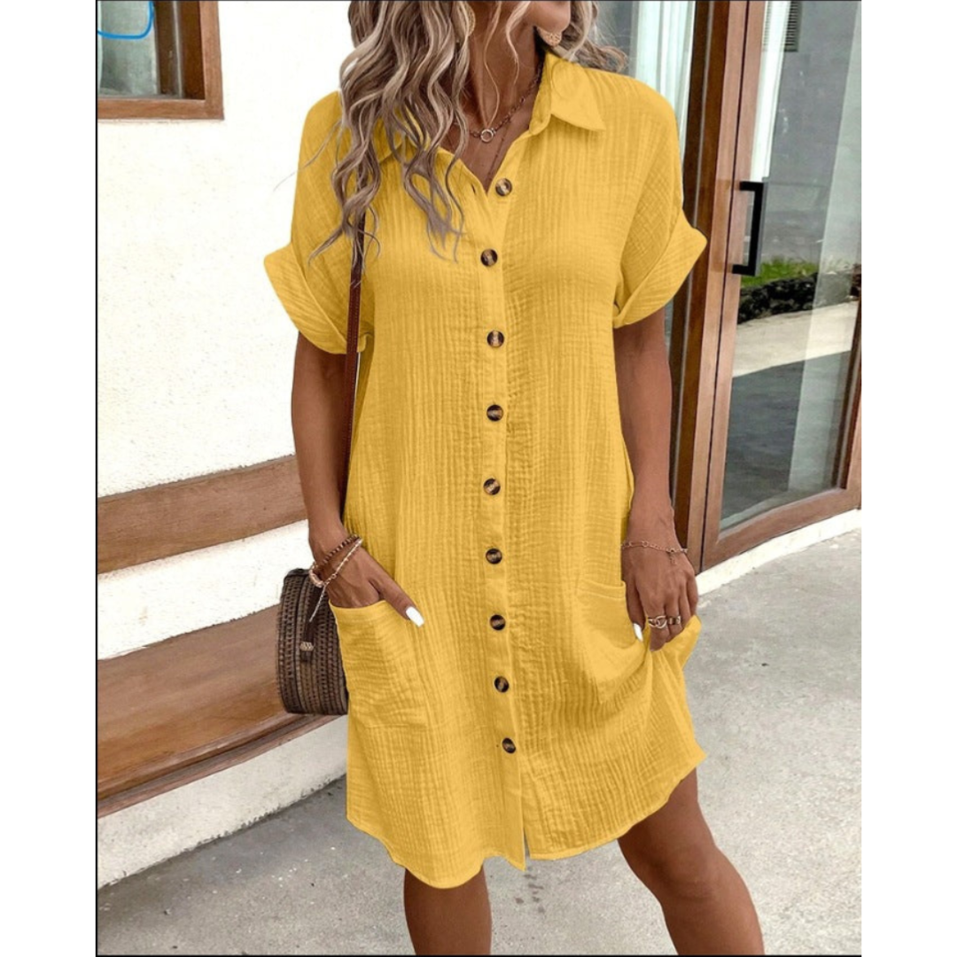 Vestido Camisa Dama Verano – Con Botones Elegante y Fresco