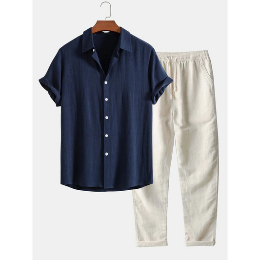 Pantalón y Top Casual Hombre – Conjunto Verano Dos Piezas Ligero