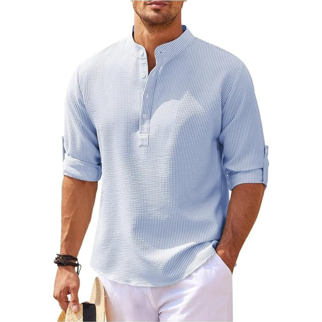 Camisa de verano hombre – Camisa alta media botón ligera y fresca