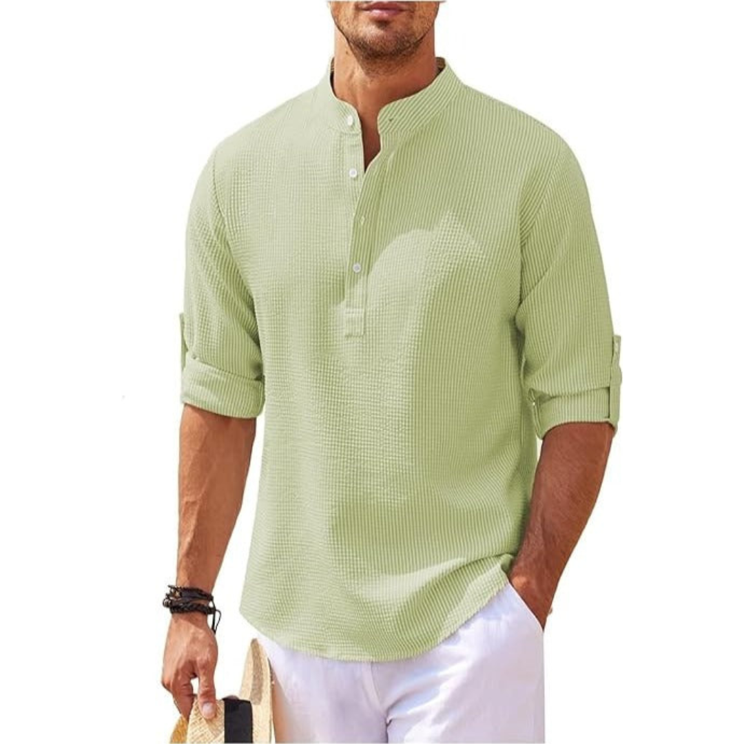 Camisa de verano hombre – Camisa alta media botón ligera y fresca