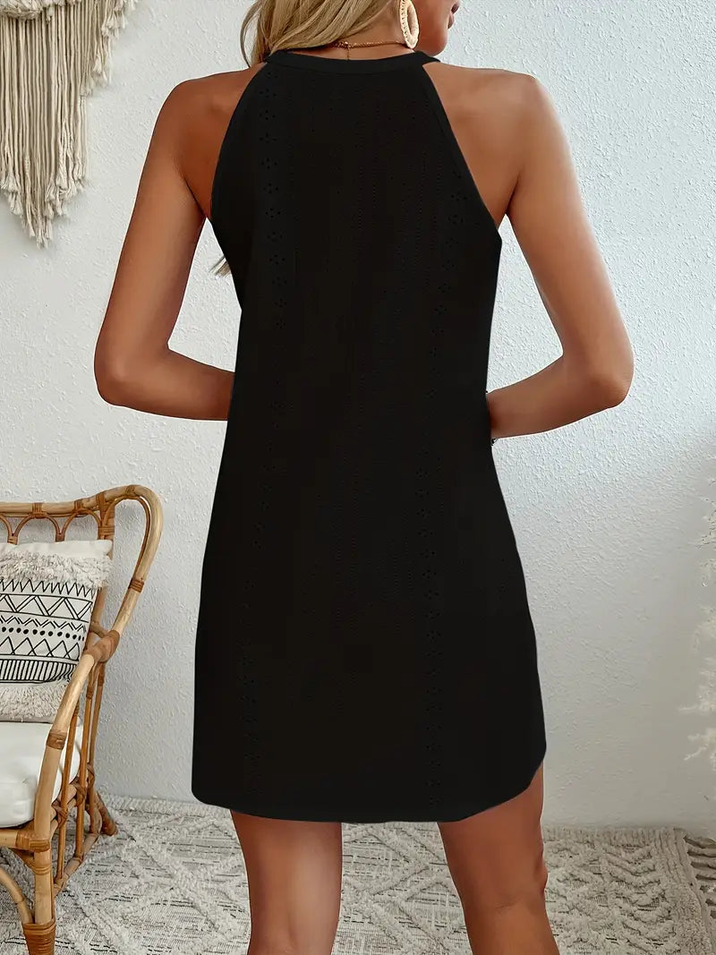 Vestido negro halter elegante – Vestido de noche chic y sofisticado