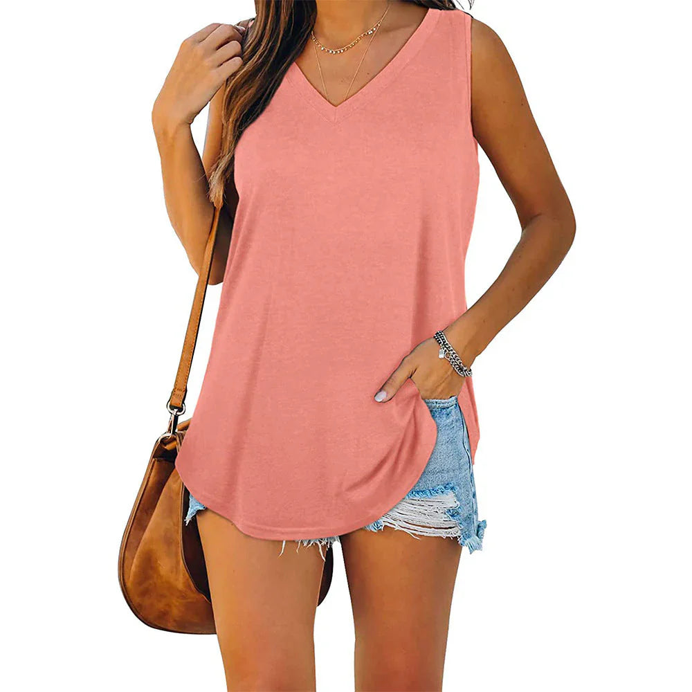 Top Jersey Tank V Escote – Camiseta sin mangas elegante y cómoda