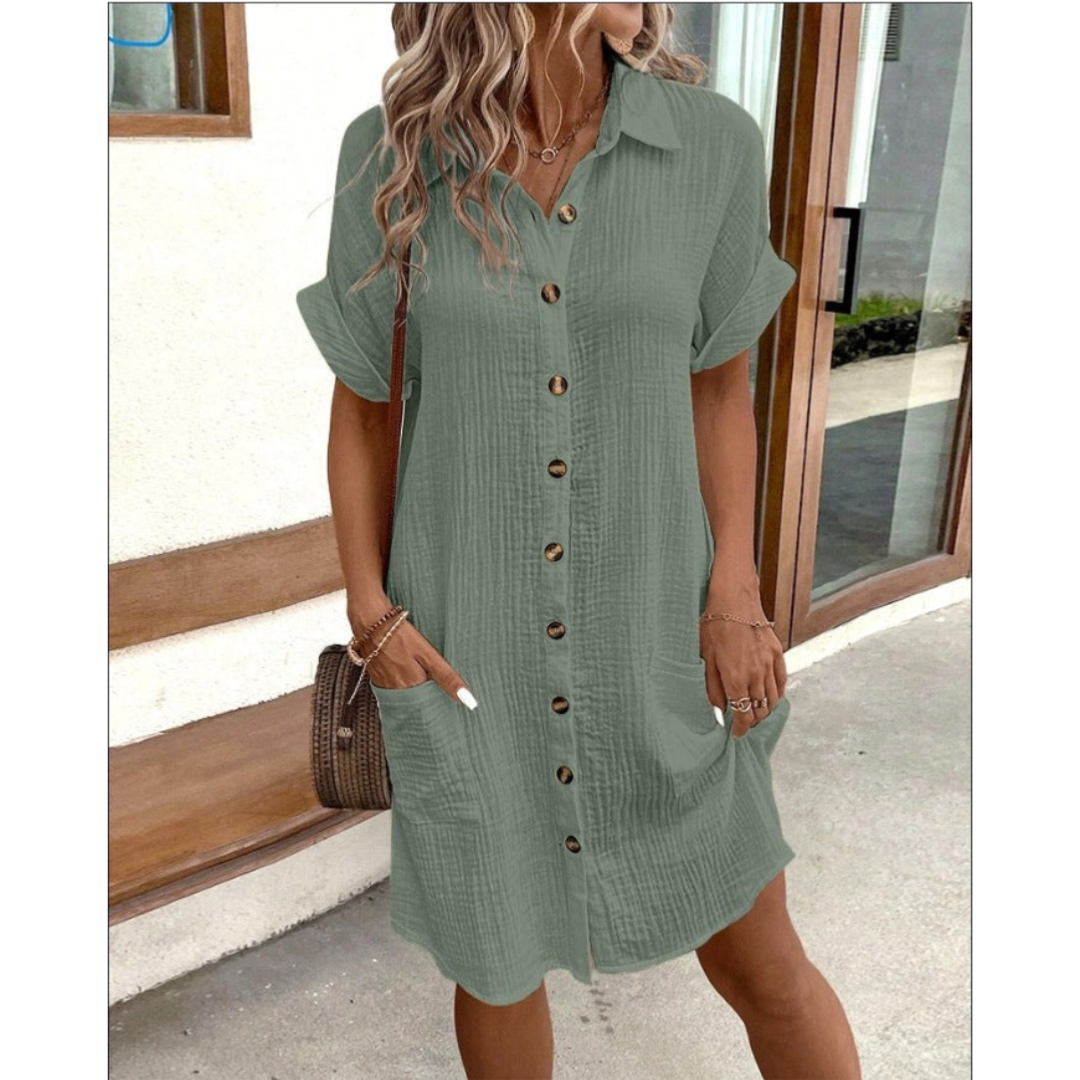 Vestido Camisa Dama Verano – Con Botones Elegante y Fresco