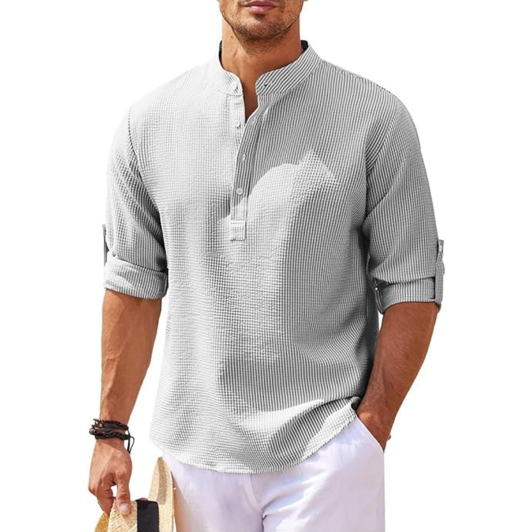 Camisa de verano hombre – Camisa alta media botón ligera y fresca