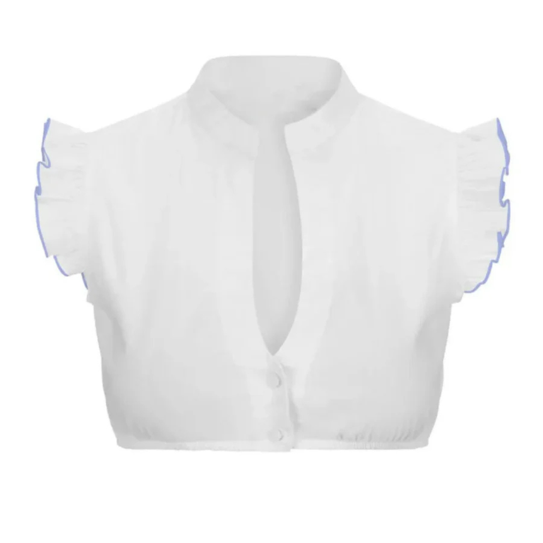 Blusa de manga corta dama – Blusa con volantes elegante y tradicional